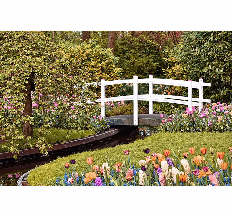 Fotomurale paesaggi ponte di giardino sereno - TenStickers