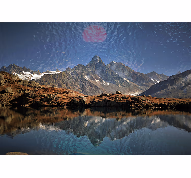 Fotomurale paesaggi riflesso di montagne maestose - TenStickers