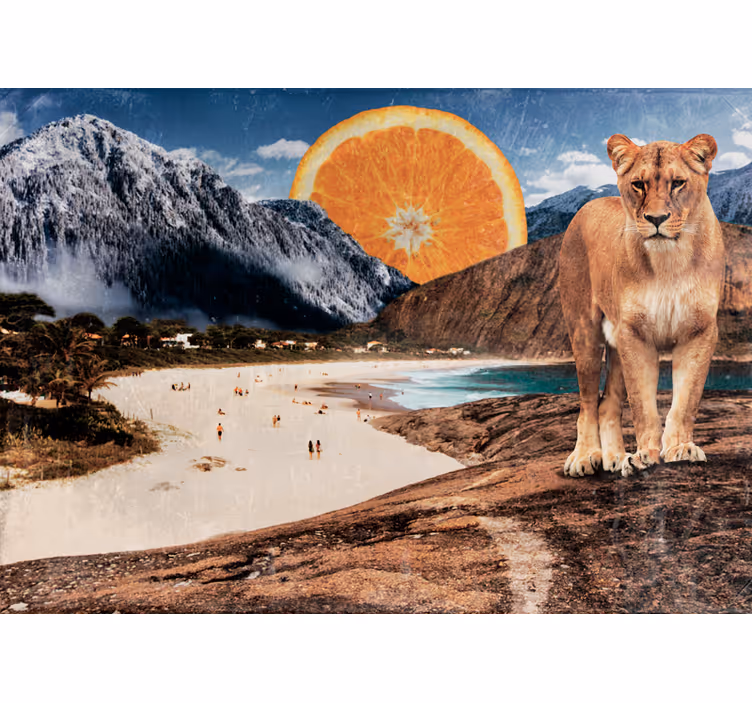 Fotomurale animali scena di spiaggia con leoni - TenStickers