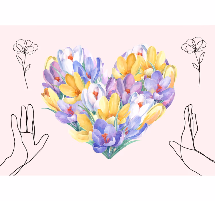 Fotomurale fiori bouquet a forma di cuore - TenStickers