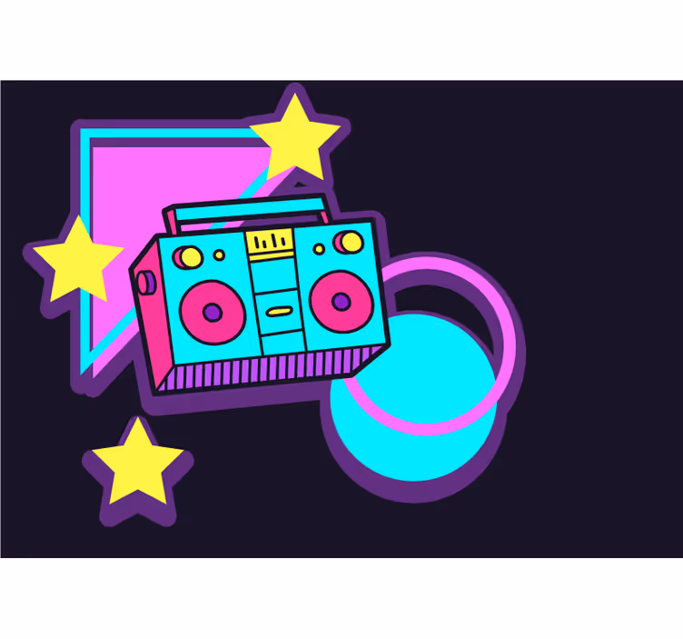 Fotomurale musicale elementi boombox retro - TenStickers