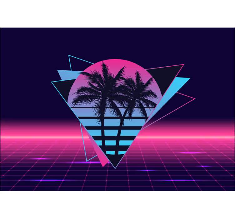 Fotomurali frasi geometria retro palma - TenStickers