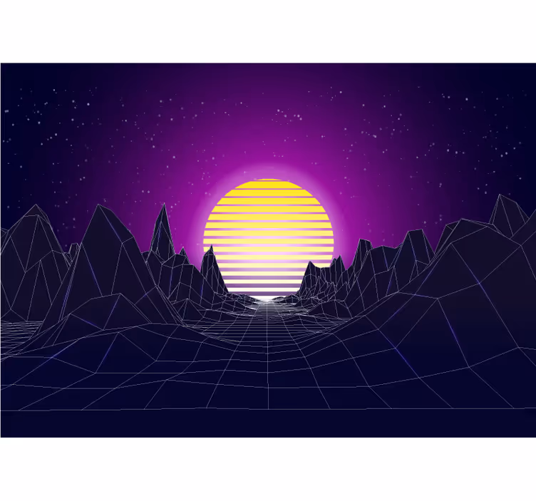 Fotomurale astratto tramonto geometrico in montagna - TenStickers