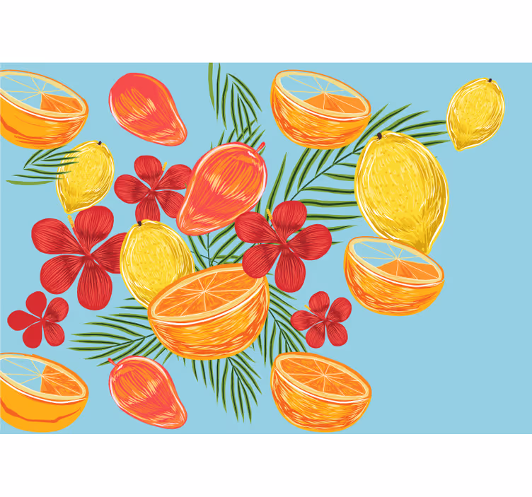 Fotomurale fiori composizione fruttata tropicale - TenStickers