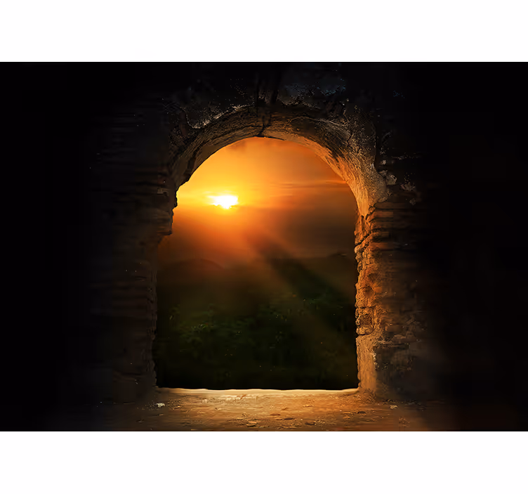 Fotomurale paesaggi tramonto attraverso l'arco - TenStickers