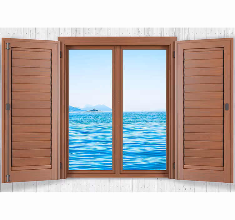 Fotomurale mare vista tranquilla dalla finestra - TenStickers