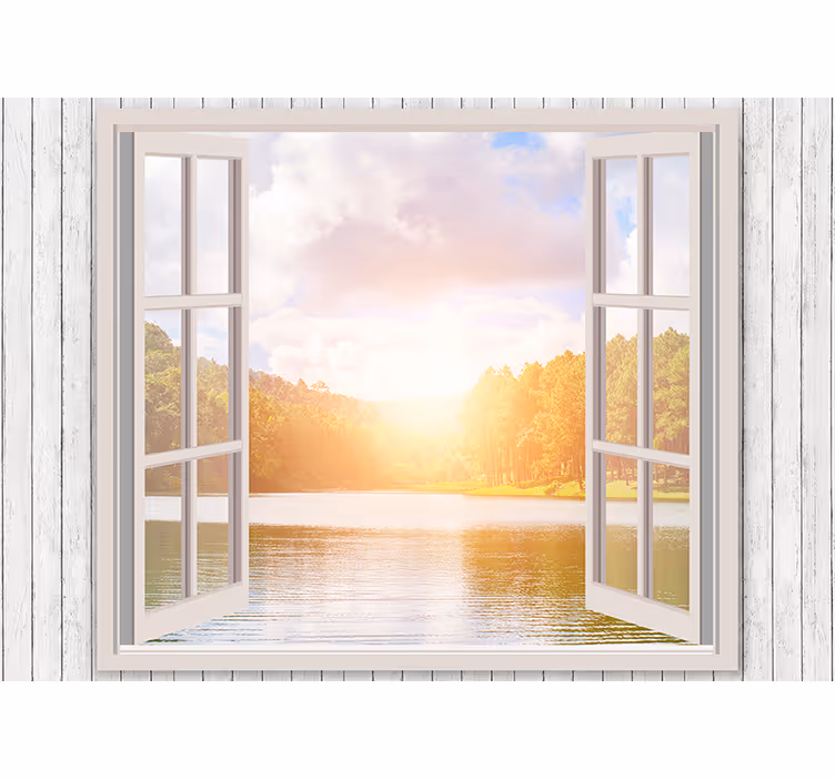 Carta da parati natura alba sul lago - TenStickers