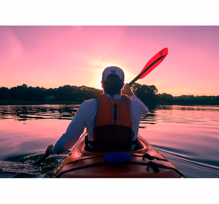 Fotomurale paesaggi riflesso al tramonto del kayak - TenStickers