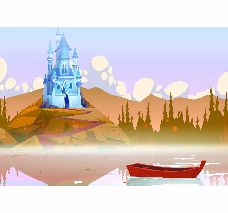 Fotomurale fantasia scena di riflesso del castello - TenStickers