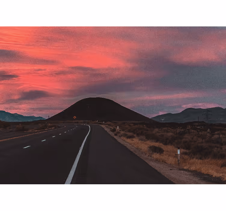 Fotomurale paesaggi strada al tramonto nel deserto - TenStickers