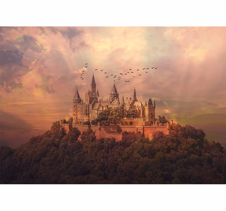 Fotomurale fantasia paesaggio di castello maestoso - TenStickers