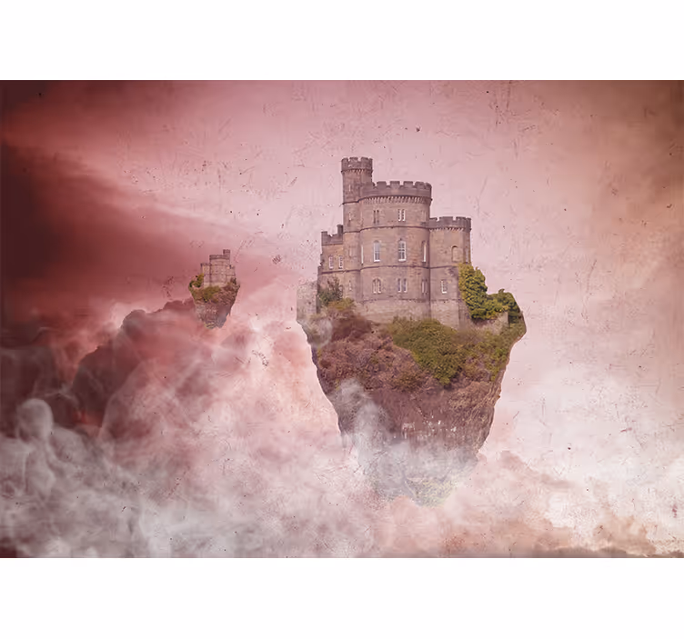 Fotomurale fantasia paesaggio del castello fluttuante - TenStickers