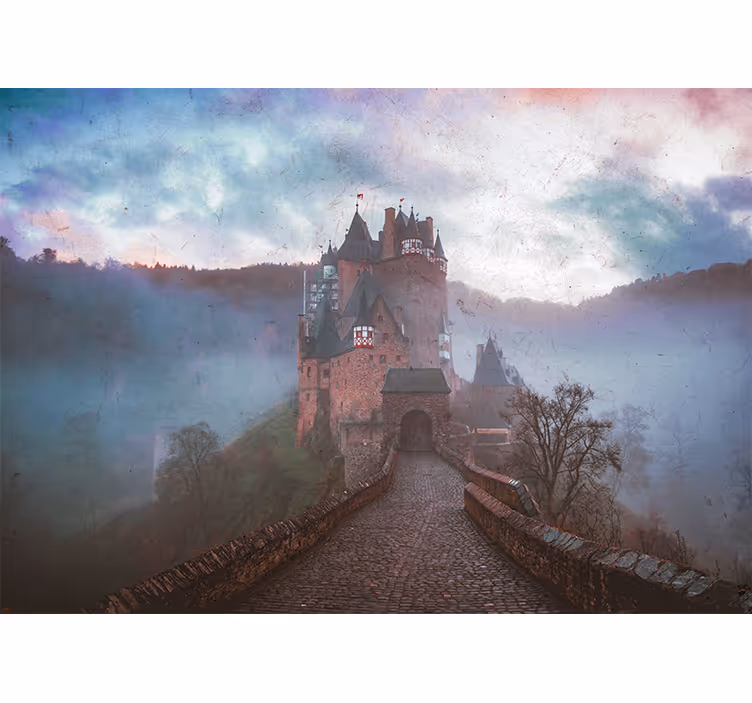 Fotomurale città paesaggio di castello mistico - TenStickers