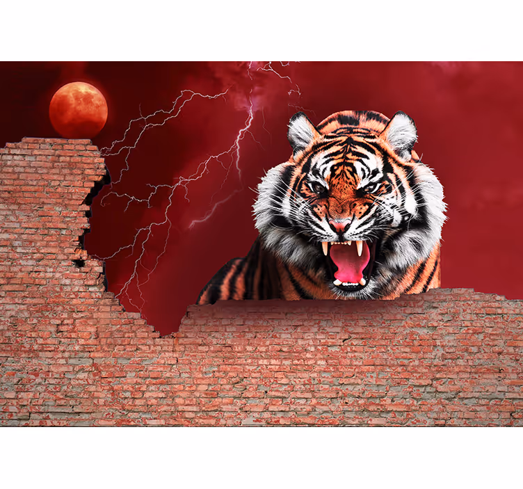 Fotomurale animali ruggito di tigre feroce - TenStickers