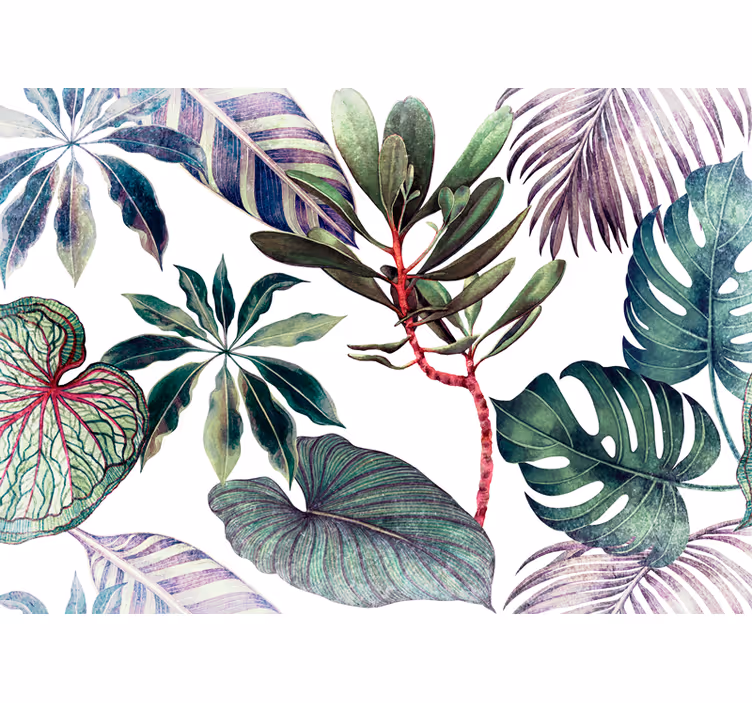 Carta da parati natura composizione foliage tropicale - TenStickers