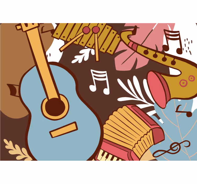 Fotomurale musicale disposizione strumenti musicali - TenStickers
