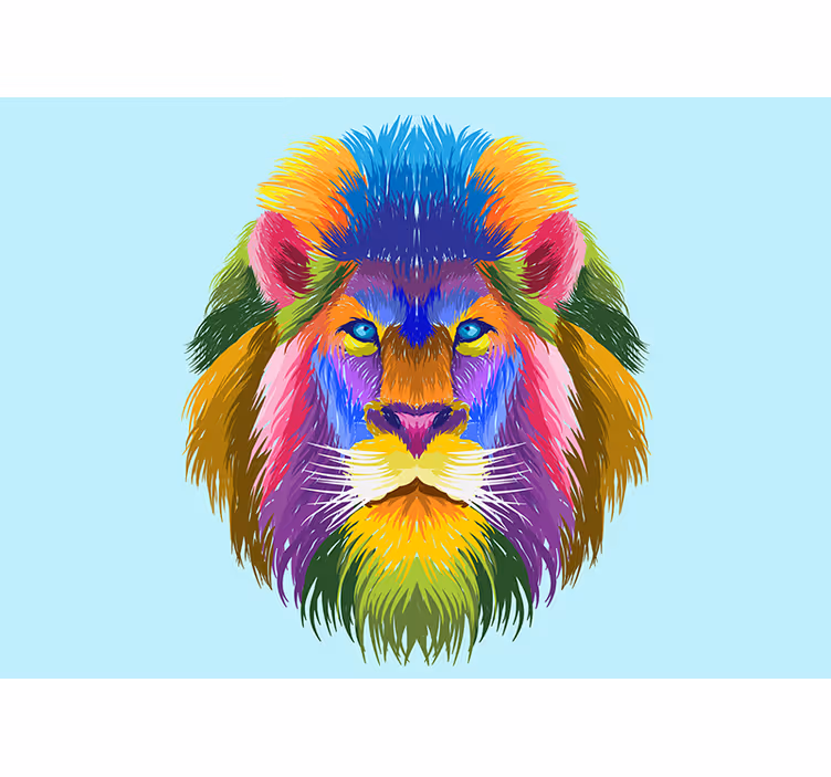 Fotomurali leone ritratto di leone colorato - TenStickers