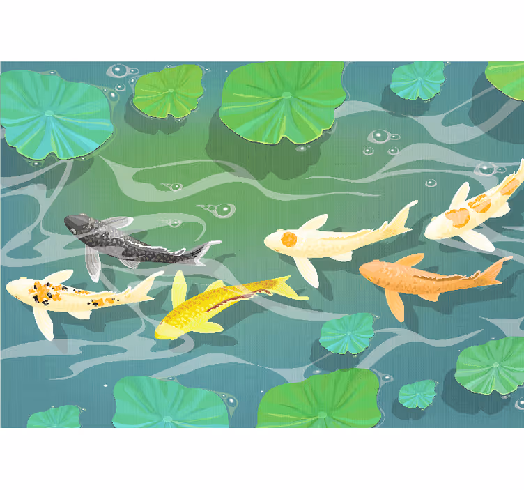 Fotomurale animali stagno con pesci koi - TenStickers
