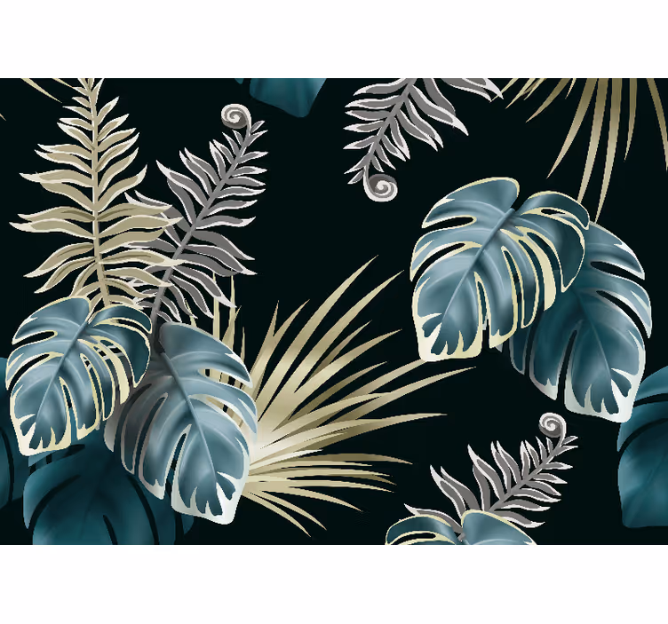Carta da parati natura elementi di foliaggio tropicale - TenStickers