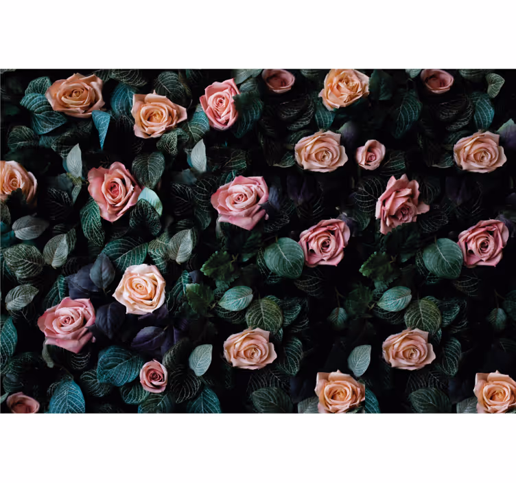 Fotomurale fiori rose e foliage - TenStickers