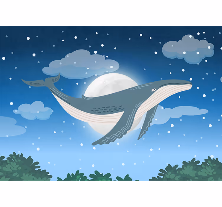 Fotomurale animali balena al chiaro di luna - TenStickers