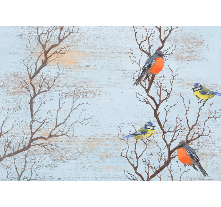Fotomurale animali uccelli sui rami - TenStickers