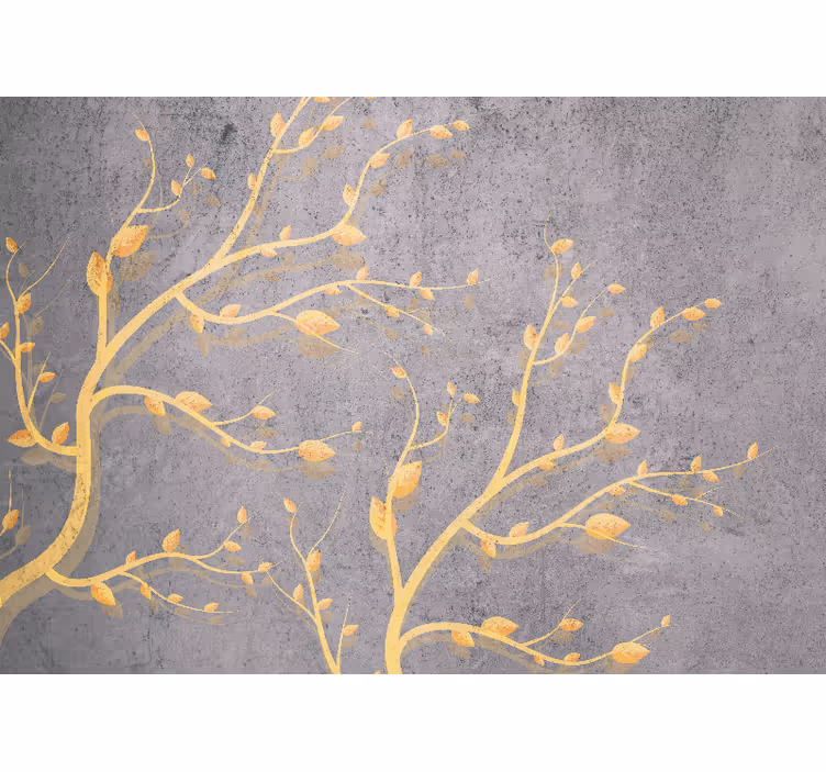 Fotomurali natura viti dorate e foglie verdi - TenStickers
