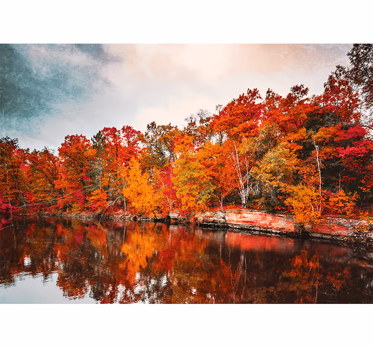 Fotomurale paesaggi riflesso della foresta autunnale - TenStickers