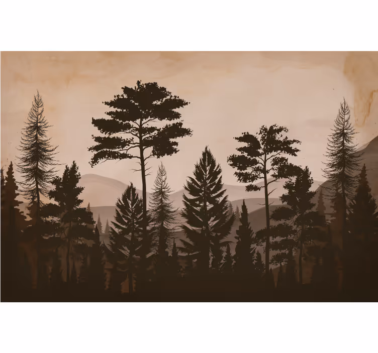 Fotomurali natura silhouette di bosco - TenStickers