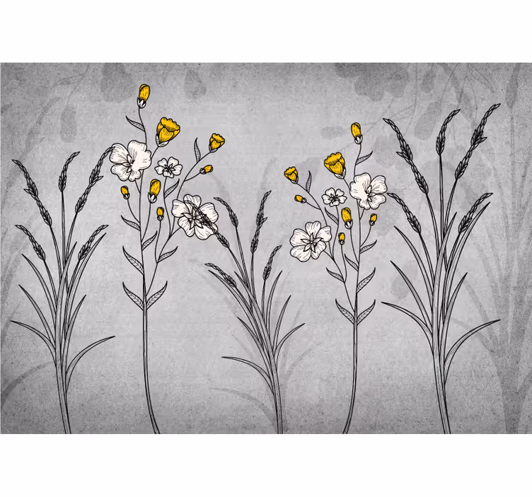 Fotomurale fiori schizzi floreali vintage - TenStickers