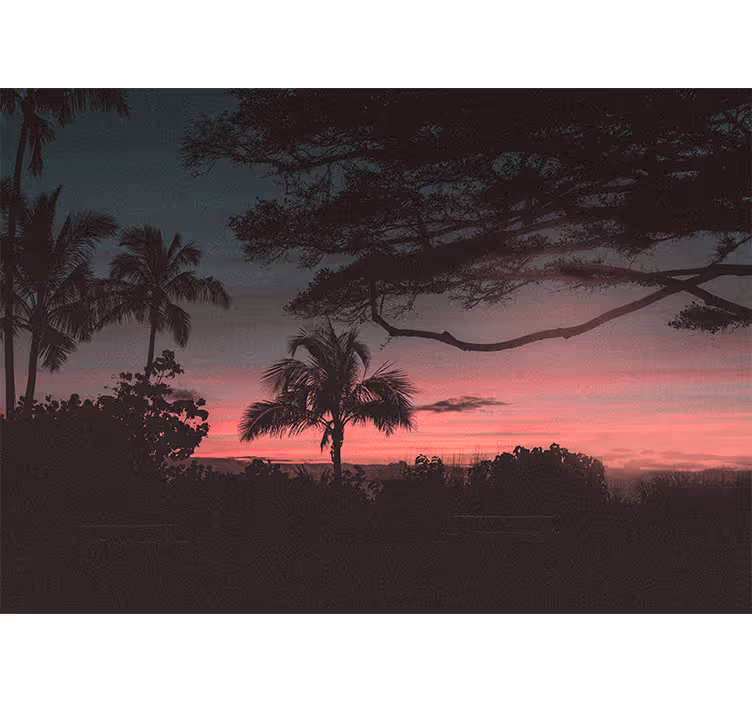 Fotomurale paesaggi silhouette di tramonto tropicale - TenStickers