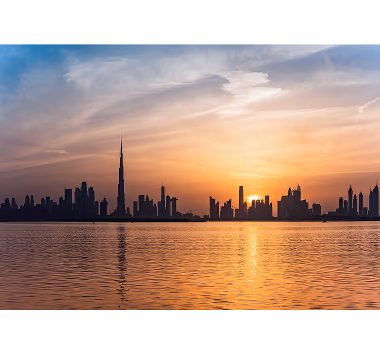 Fotomurale città skyline di dubai al tramonto - TenStickers