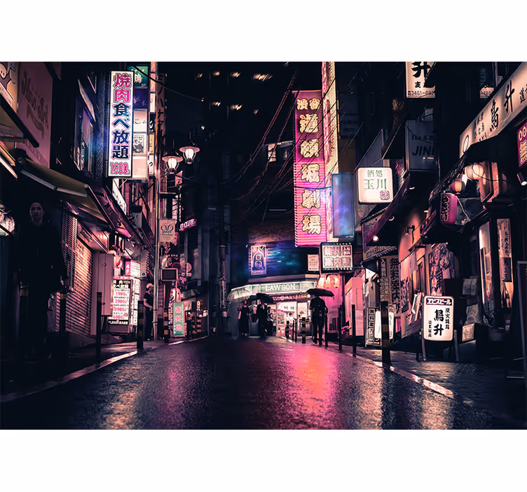 Fotomurale città scena di strada al neon - TenStickers