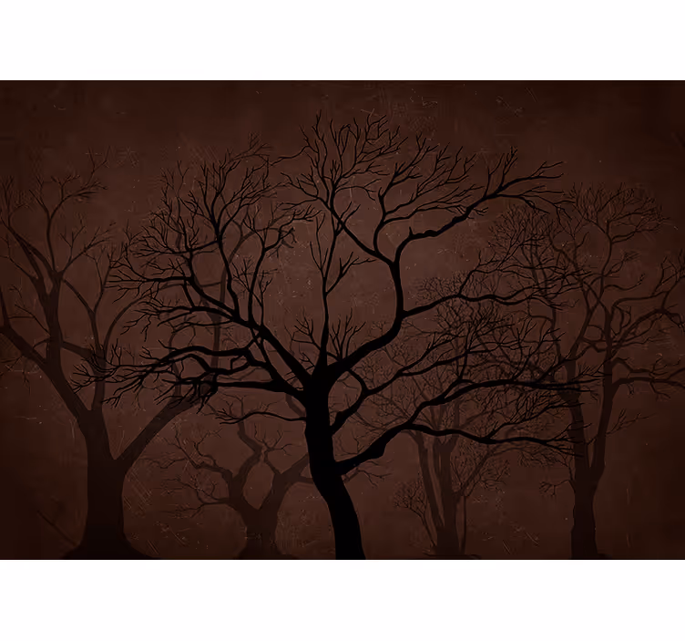 Fotomurale foresta alberi in silhouette scura - TenStickers