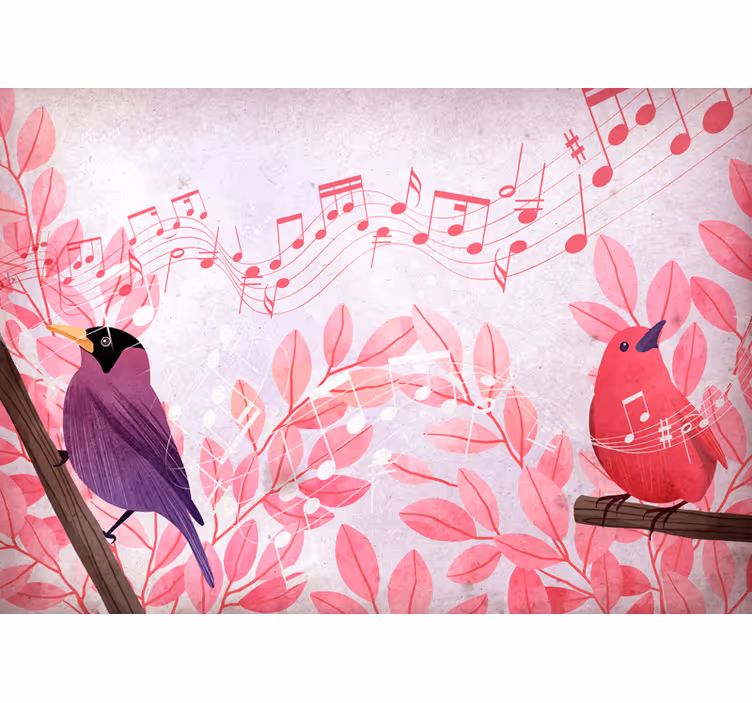 Fotomurale animali uccelli musicali che cantano - TenStickers