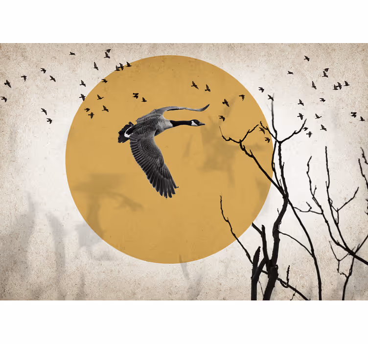 Fotomurale animali silhouette di oca volante - TenStickers