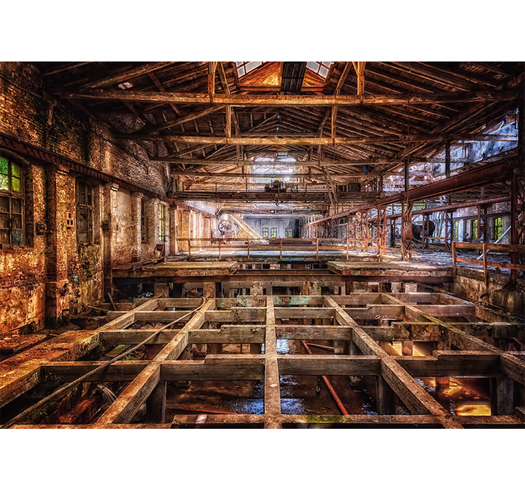 Fotomurale città spazio industriale abbandonato - TenStickers