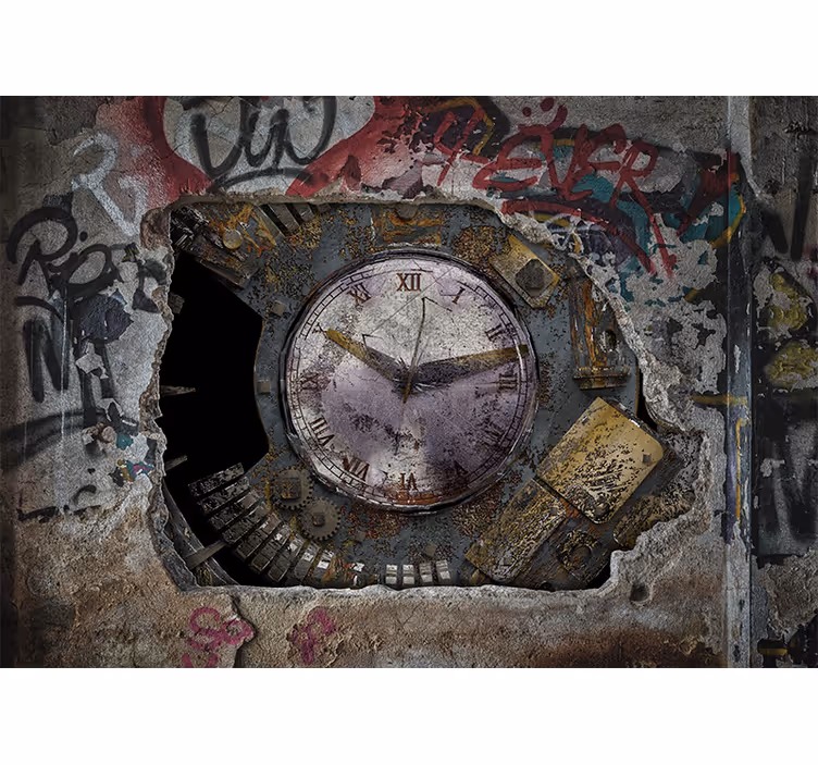 Fotomurale arte urbana design orologio arrugginito - TenStickers