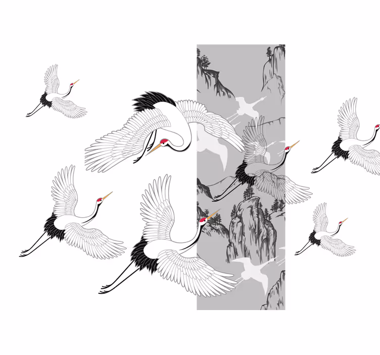 Fotomurale animali design delle gru volanti - TenStickers