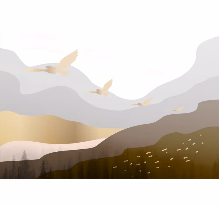 Carta da parati natura silhouette di uccelli volanti - TenStickers