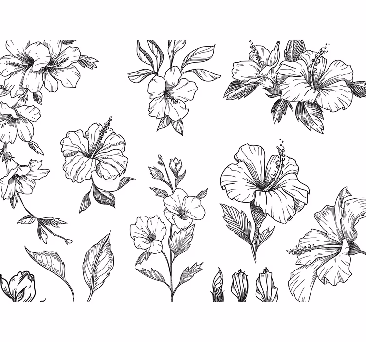 Fotomurale fiori motivi floreali di ibisco - TenStickers