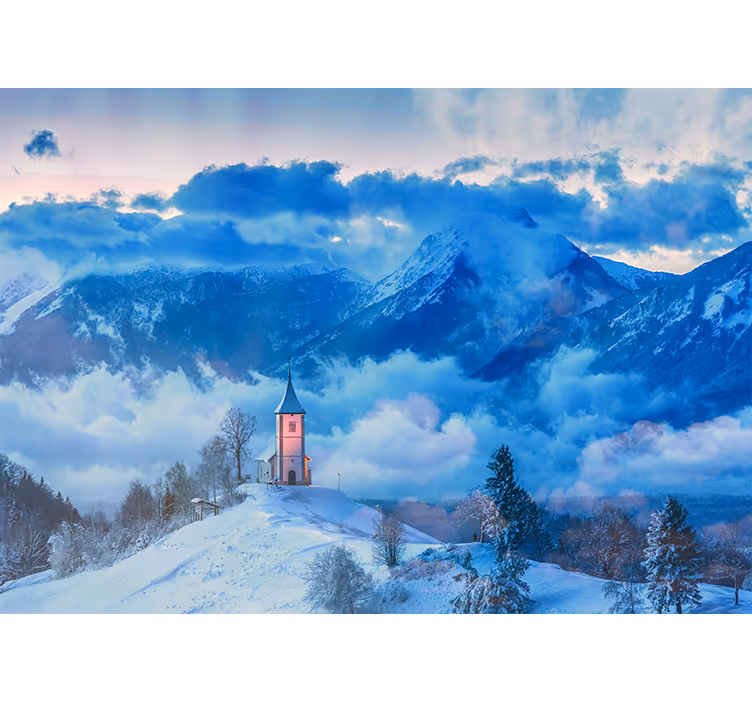 Fotomurale paesaggi scena di montagne innevate - TenStickers