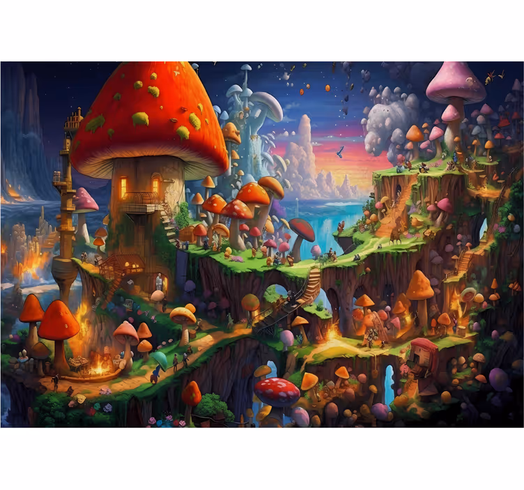 Murales camerette ragazzi mondo dei funghi - TenStickers