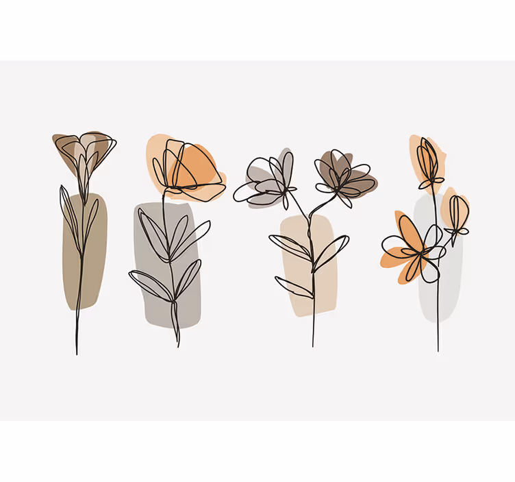 Fotomurale fiori diversi stile minimalista - TenStickers