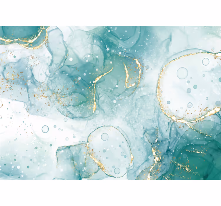 Fotomurale per bagno marmo turchese e oro - TenStickers
