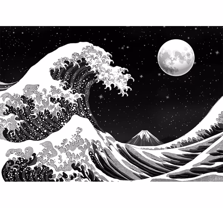 Fotomurale classico onda di Kanagawa di notte - TenStickers