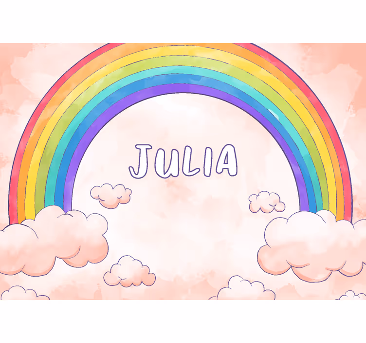 Fotomurale bambini arcobaleno nuvoloso con nome - TenStickers