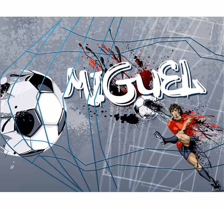 Carta da parati per ragazzi gol del calciatore con nome - TenStickers