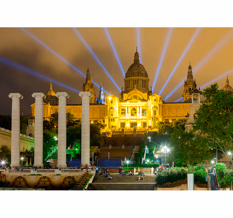 Fotomurale città luci notturne di barcellona - TenStickers