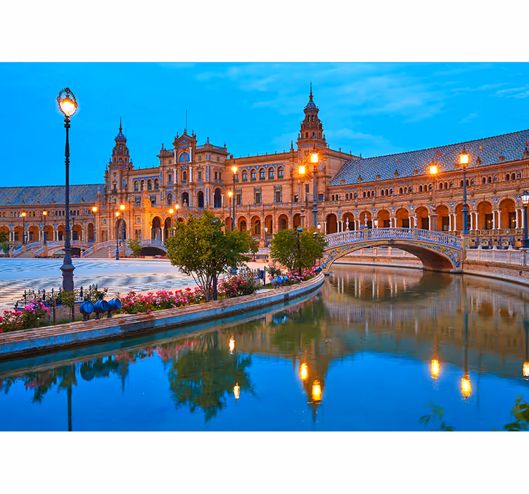 Fotomurali città e paesi notte della piazza spagnola - TenStickers